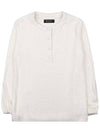 Panarea Henley Jumper Cotton Linen Knit Top White - LORO PIANA - BALAAN 9