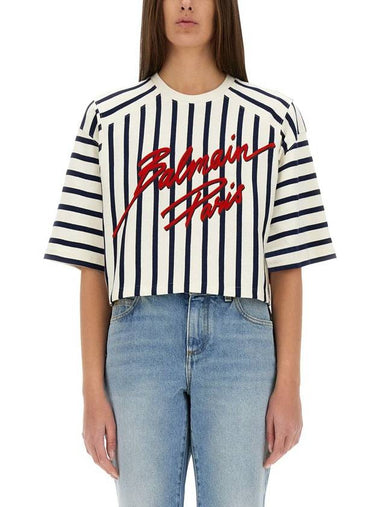 Balmain Striped Baseball T-Shirt - BALMAIN - BALAAN 1