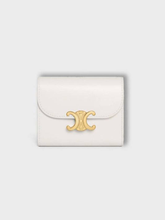 Shiny Triomphe Small Calfskin Half Wallet White - CELINE - BALAAN 2