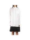 Logo Cotton Shirt Midi Dress Black White - PRADA - BALAAN 1