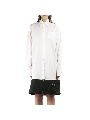 Logo Cotton Shirt Midi Dress Black White - PRADA - BALAAN 1