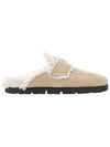 Women's Triangle Logo Shearling Lining Slippers Ecru - PRADA - BALAAN 2