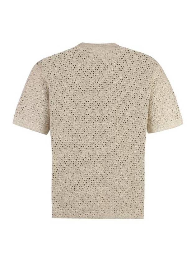 Crochet Cotton Short Sleeve T-Shirt Ivory - BOTTEGA VENETA - BALAAN 3