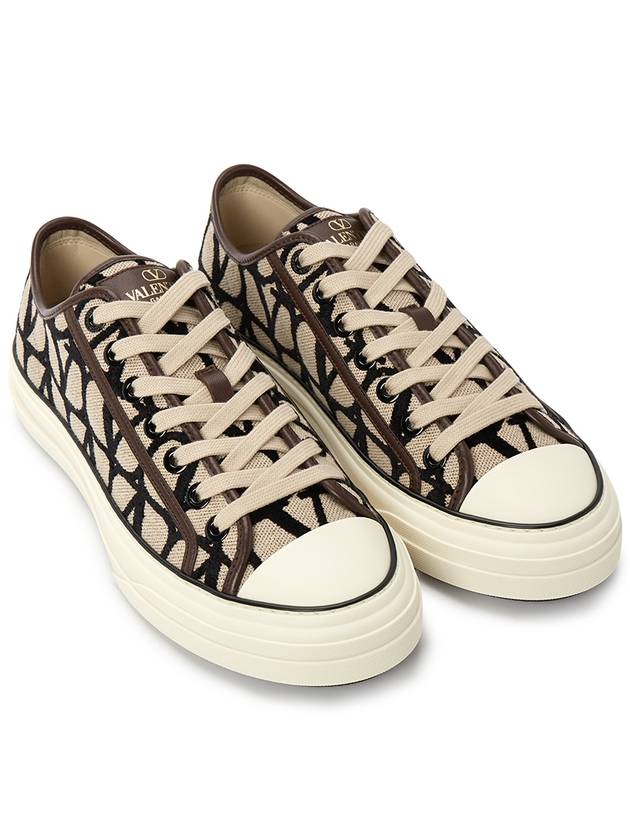 Toile Iconographe Low Top Sneakers Beige - VALENTINO - BALAAN 4