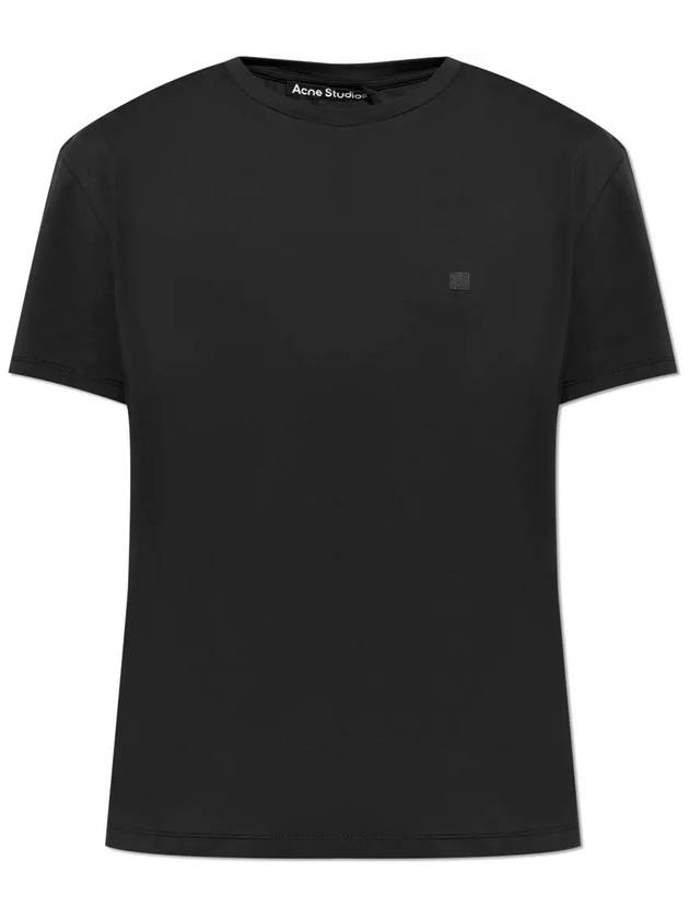 Regular Fit Cotton Short Sleeve T-Shirt Black - ACNE STUDIOS - BALAAN 3