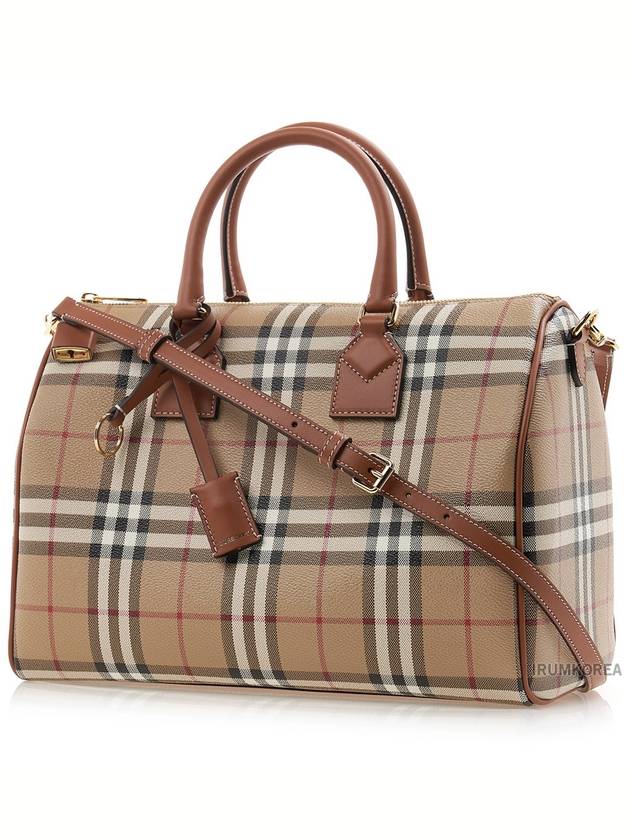 Medium Check Bowling Tote Bag Archive Beige Briar Brown - BURBERRY - BALAAN 3