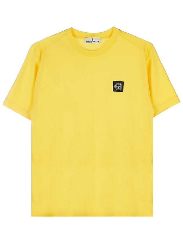 Logo Patch Cotton Short Sleeve T-Shirt Yellow - STONE ISLAND - BALAAN 2