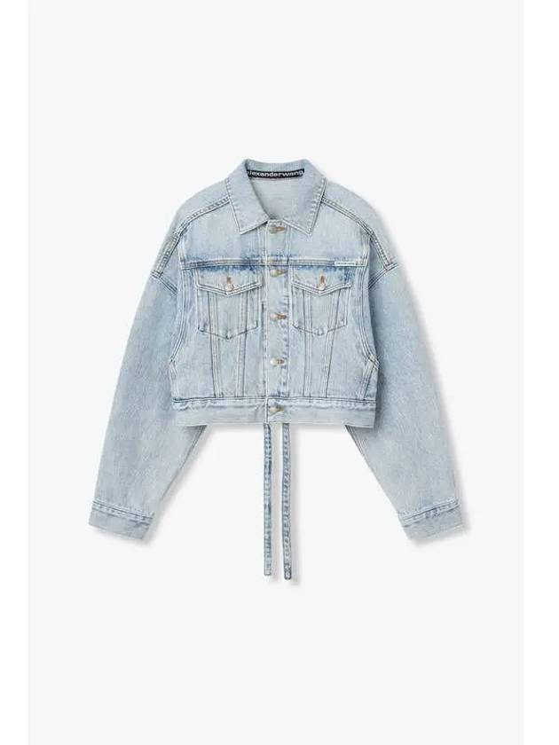 String Hem Denim Trucker Jacket Light Blue - ALEXANDER WANG - BALAAN 1