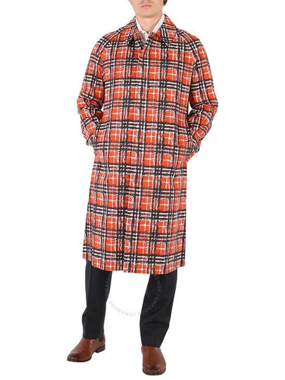 Men's Scribble Check Cotton Car Single Coat Bright Military Red - BURBERRY - BALAAN 2