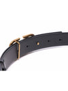 Gold V Logo Signature Leather Belt Black - VALENTINO - BALAAN 7