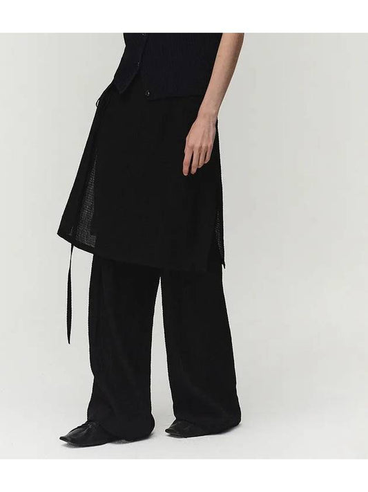 Tencel Layered Wide Skirt Pants Black - NOIRER FOR WOMEN - BALAAN 2