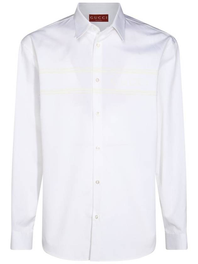 Logo Cotton Long Sleeve Shirt White - GUCCI - BALAAN 2