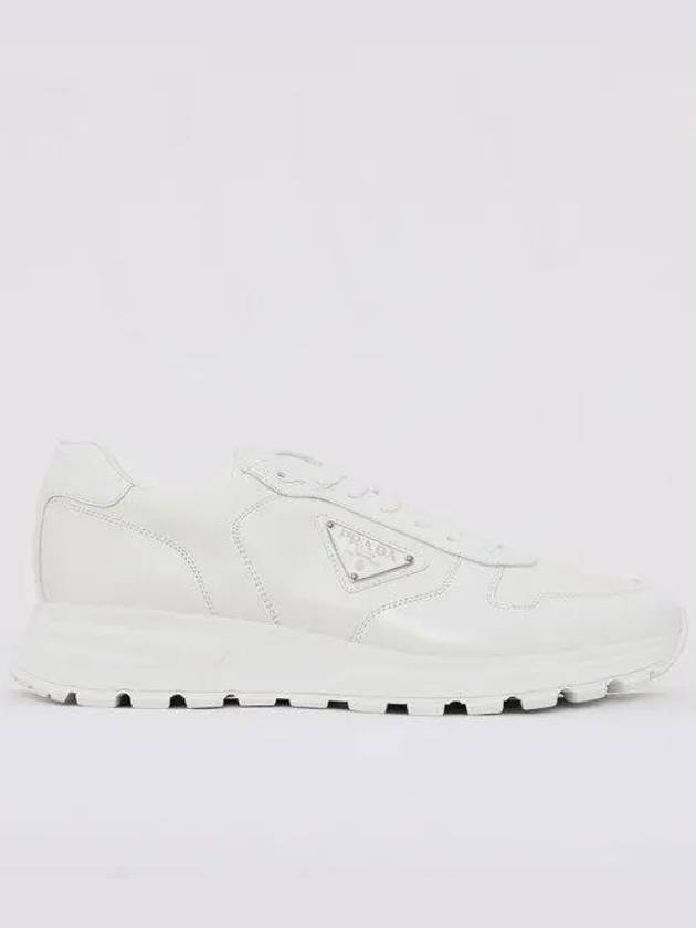 Triangle Logo Leather Low-Top Sneakers White - PRADA - BALAAN 2