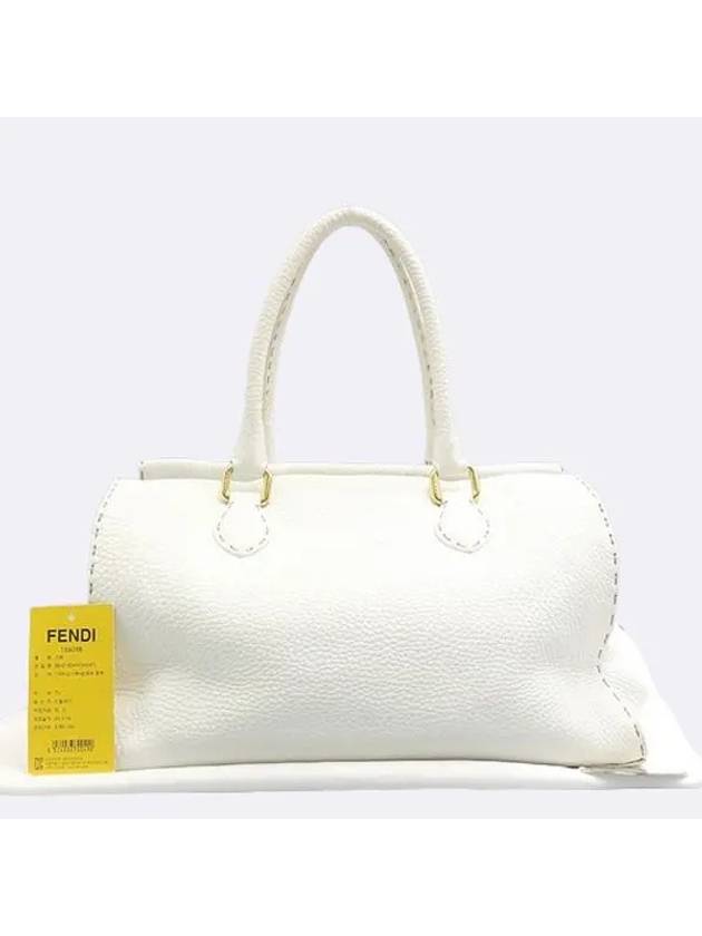 8BN218 White Leather Selleria Tote Bag - FENDI - BALAAN 1