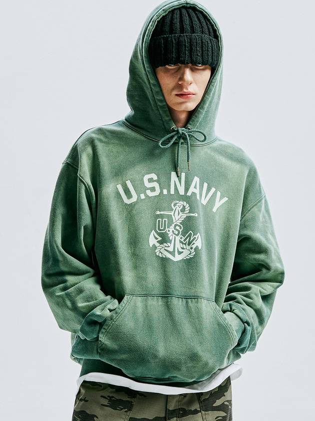 USN VTG Dying Hoodie Dusty Green - KND - BALAAN 8