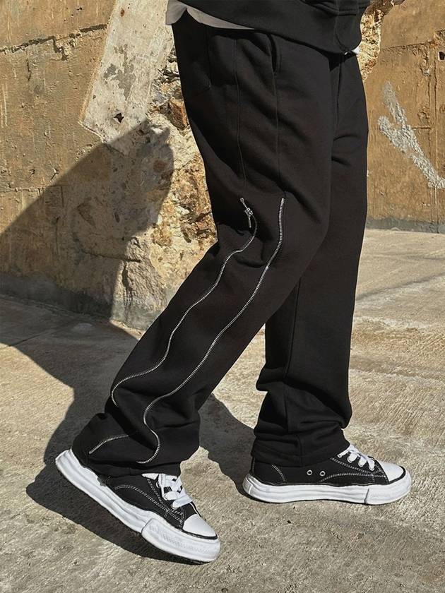 Wide Sweat Side Zipper Pants Black - CLACO - BALAAN 2