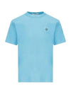 Pisato Effect Logo Patch Short Sleeve T-Shirt Turquoise - STONE ISLAND - BALAAN 2