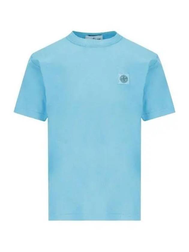 Pisato Effect Logo Patch Short Sleeve T-Shirt Turquoise - STONE ISLAND - BALAAN 2