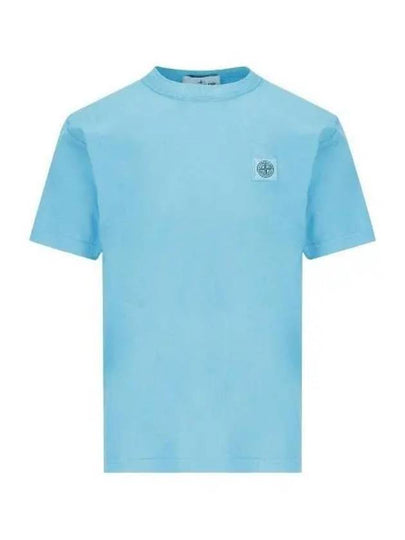 Pisato Effect Logo Patch Short Sleeve T-Shirt Turquoise - STONE ISLAND - BALAAN 2