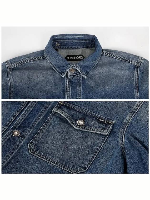 Logo Label Denim Jacket Blue - TOM FORD - BALAAN 6