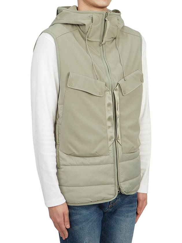 Shell R Mix Goggle Hooded Padded Vest Sage - CP COMPANY - BALAAN 5