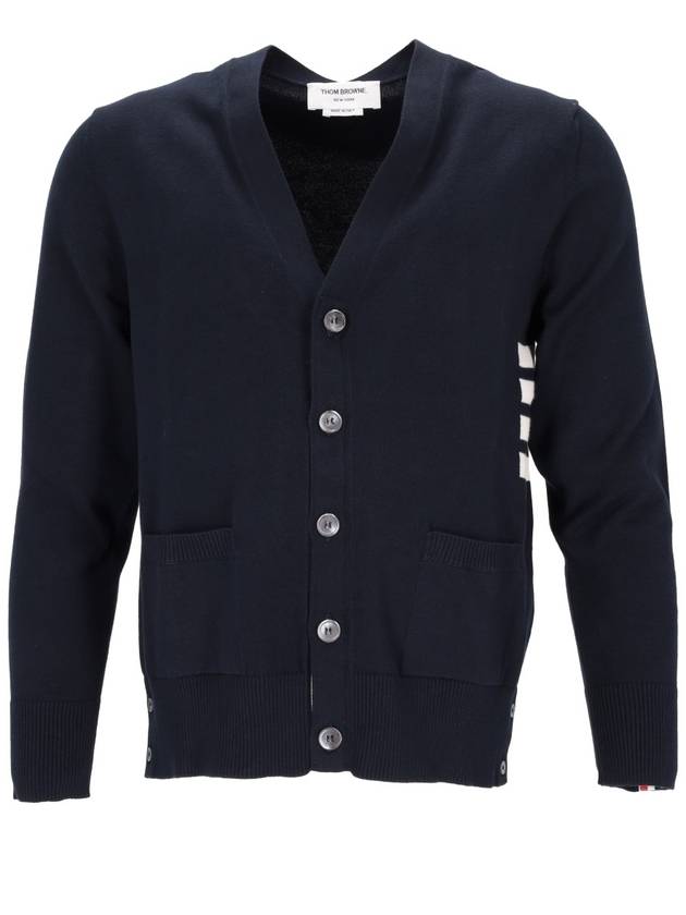 4 bar V neck cardigan navy - THOM BROWNE - BALAAN 2