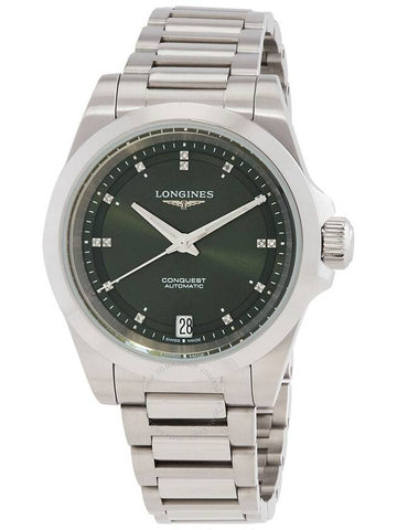 Longines Conquest Automatic Diamond Green Dial Ladies Watch L3.430.4.07.6 - LONGINES - BALAAN 1