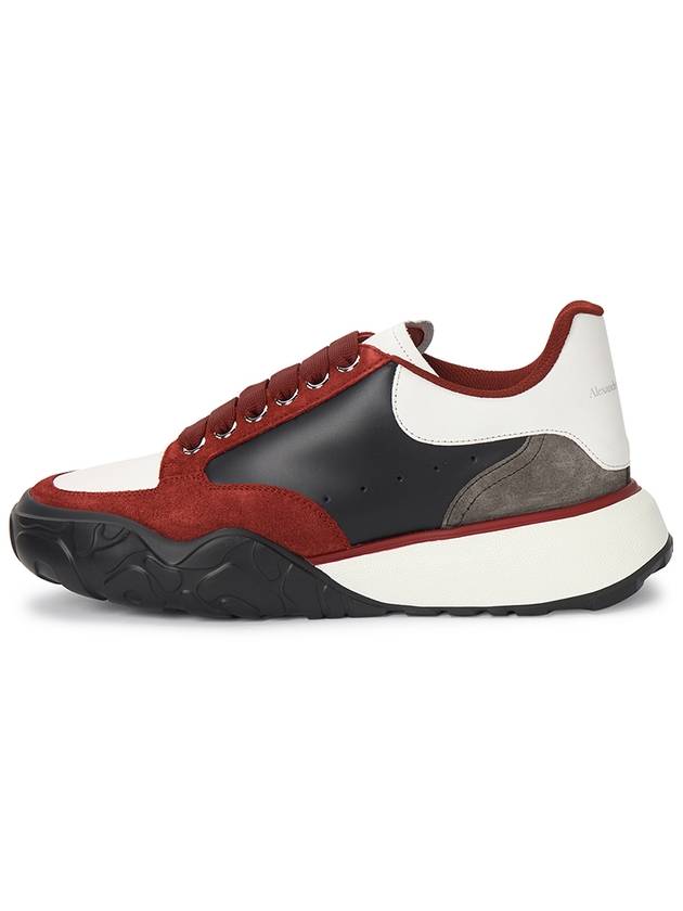 Color Block Leather Low Top Sneakers Red Black - ALEXANDER MCQUEEN - BALAAN 5