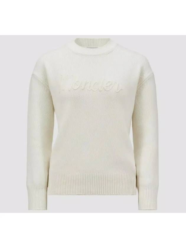 9C00007 M4281 035 Logo embroidery milk white cashmere wool knit - MONCLER - BALAAN 2