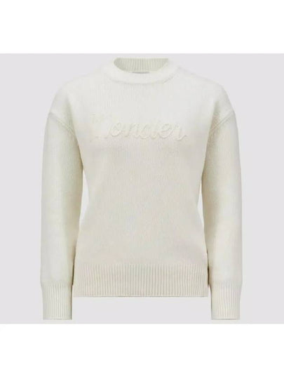 9C00007 M4281 035 Logo embroidery milk white cashmere wool knit - MONCLER - BALAAN 2