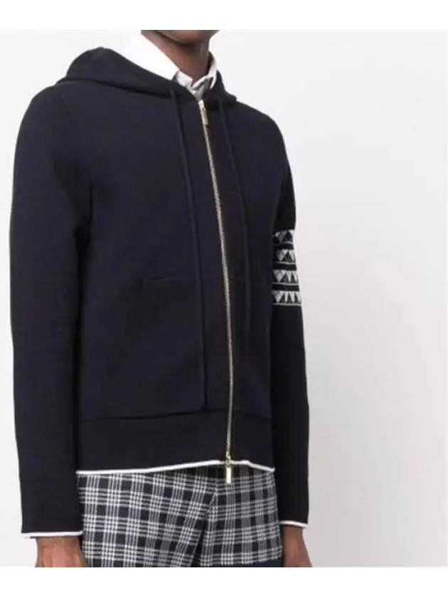 Hector Jacquard Back Diagonal Striped Cotton Zip-up Hoodie Navy - THOM BROWNE - BALAAN 3