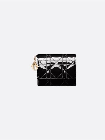 Lady Lotus Patent Cannage Half Wallet Black - DIOR - BALAAN 2