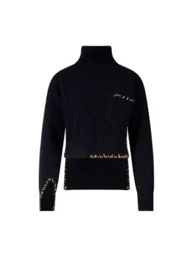 Stitch Unfinished Cut Wool Turtleneck Black - MARNI - BALAAN 2