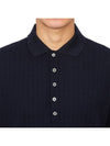 RWB Button Ribbed Polo Wool Knit Top Navy - THOM BROWNE - BALAAN 6