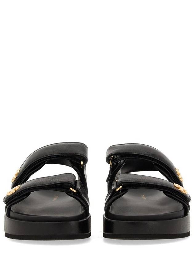 Kira Sports Logo Leather Sandals Black - TORY BURCH - BALAAN 6