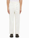 Low Rise Cotton Straight Pants White - THOM BROWNE - BALAAN 2