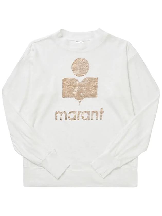 Klowia Logo Print Linen Sweatshirt White Light Gold - ISABEL MARANT - BALAAN 5