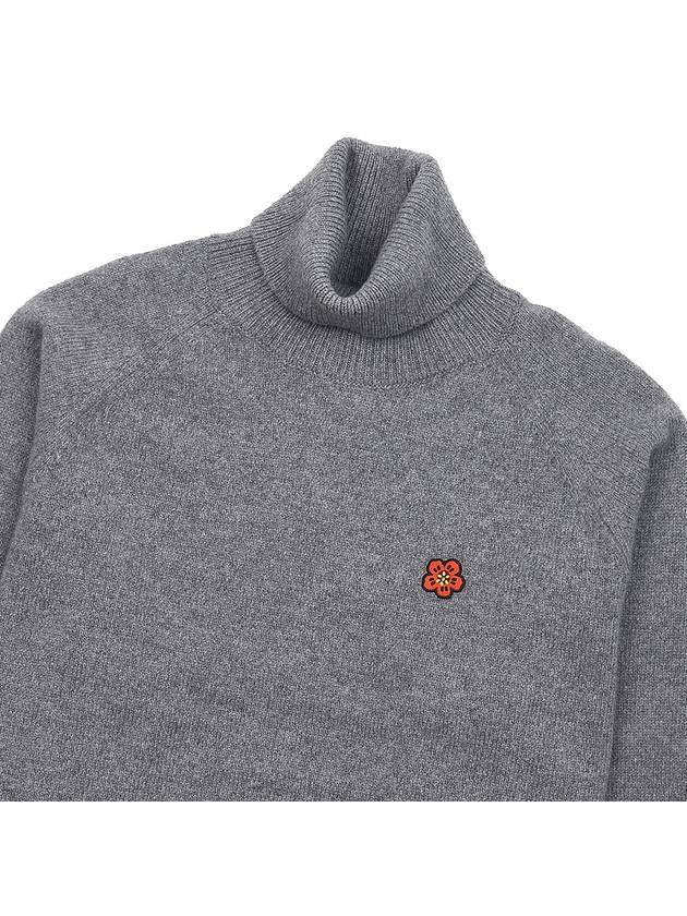 Boke Flower Crest Embroidered Wool Turtleneck Pearl Grey - KENZO - BALAAN 4