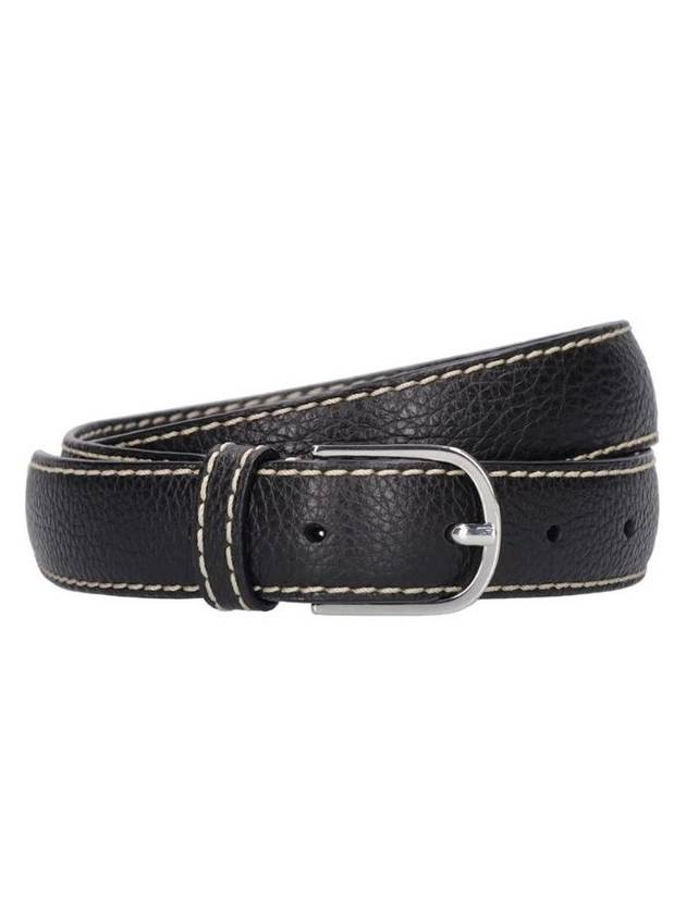 Slim Grained Leather Belt Black - TOTEME - BALAAN 1