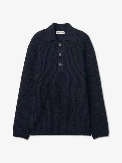 Big Piquet Chunky Cotton Polo Knit Top Navy - OUR LEGACY - BALAAN 2