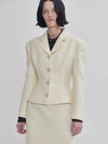 Rye Tweed Bonding Wide Shoulder X-Line Silhouette Jacket Ivory - LIE - BALAAN 2