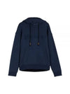 Embroidered Logo Drawstring Cotton Hoodie Navy - MAX MARA - BALAAN 2