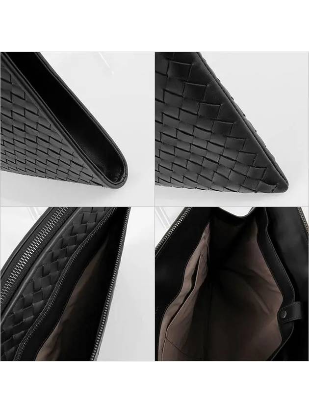 Intrecciato Weaving Zipper Clutch Bag Black - BOTTEGA VENETA - BALAAN 6