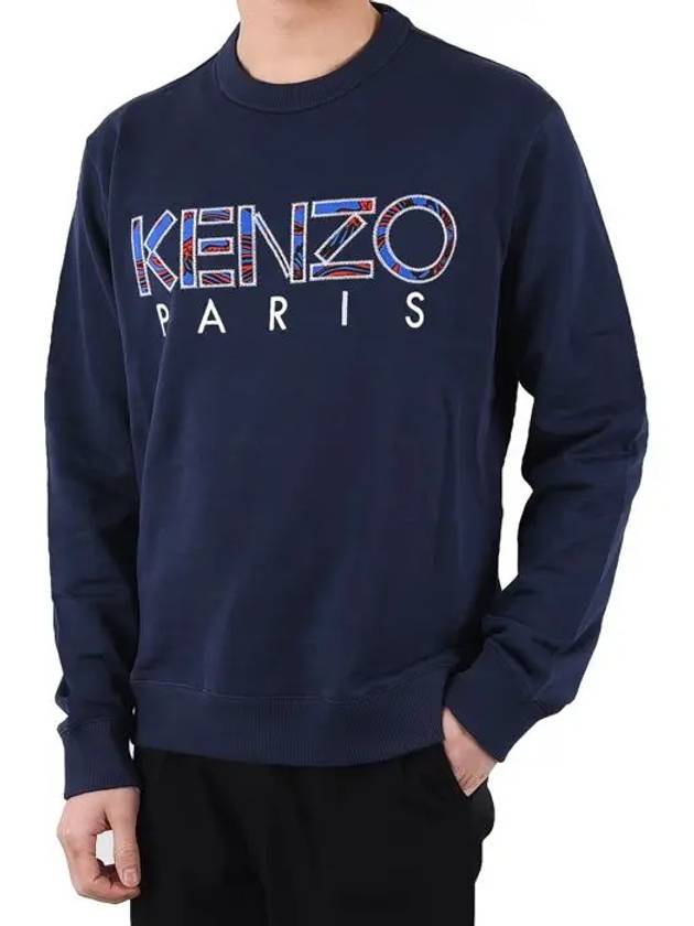 Men's Logo Lettering Sweatshirt Navy - KENZO - BALAAN 3