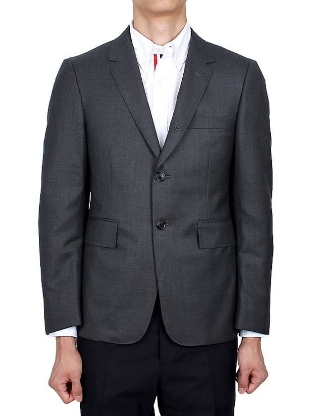 Super 120S Wool Twill Single Breasted Classic Jacket Dark Grey - THOM BROWNE - BALAAN 3