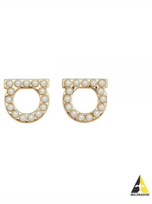 Gancini Pearl Earrings Gold - SALVATORE FERRAGAMO - BALAAN 2