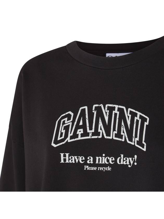 Isoli Oversized Cotton Sweatshirt Black - GANNI - BALAAN 4