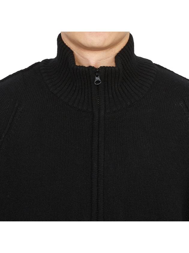 Lambswool GRS Zipped Cardigan Black - CP COMPANY - BALAAN 7