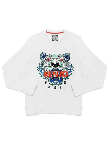 Tiger Print Cotton Jersey Sweatshirt White - KENZO - BALAAN 1