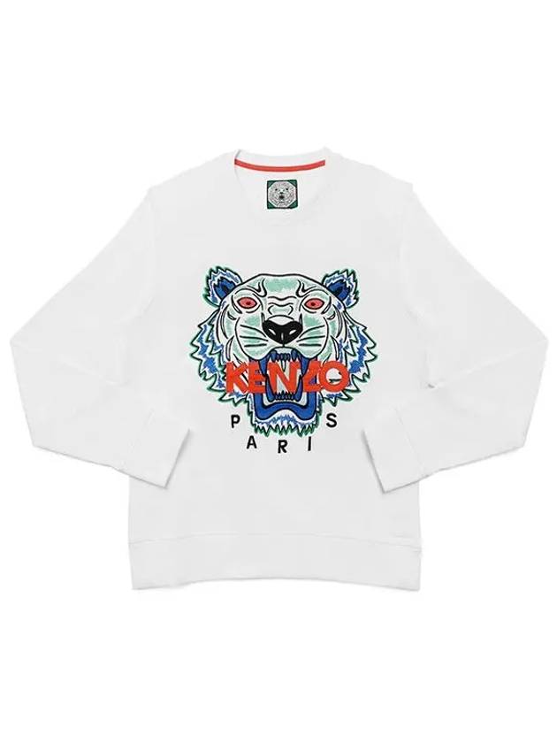 Tiger Print Cotton Jersey Sweatshirt White - KENZO - BALAAN 3